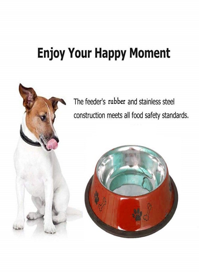 Sage Square Heavy Quality, Round Shape, Anti Skid, Stainless Steel Food/Drink Bowl for Dog/Cat/Other Pets (Medium Size) (Random Color) - Image 2